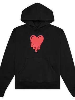 Emotionally Unavailable Black Hoodie with Red Dripping Heart Graphic